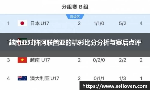 越南亚对阵阿联酋亚的精彩比分分析与赛后点评