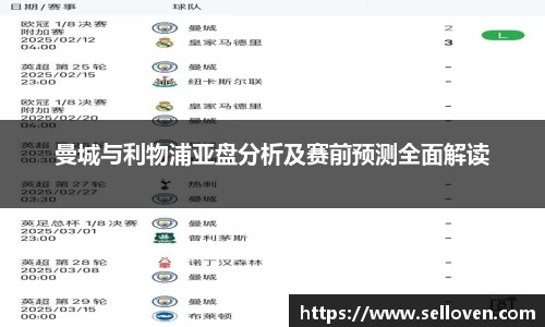 曼城与利物浦亚盘分析及赛前预测全面解读